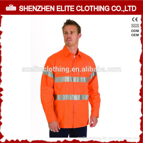 outdoor mens reflective heavy cotton long sleeves hi vis yellow work shirt